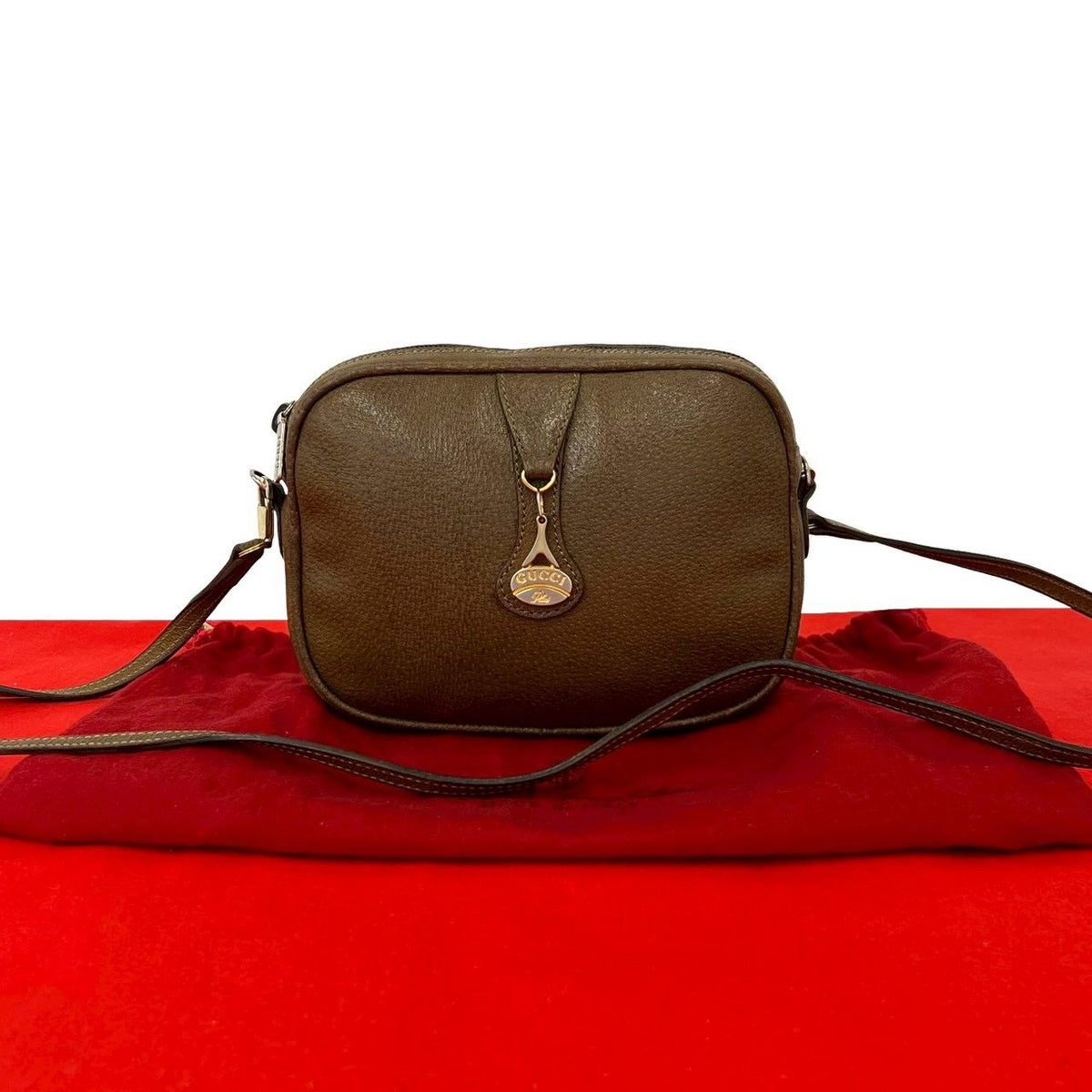 Gucci Vintage Plus Logo Leather Mini Shoulder Bag Brown