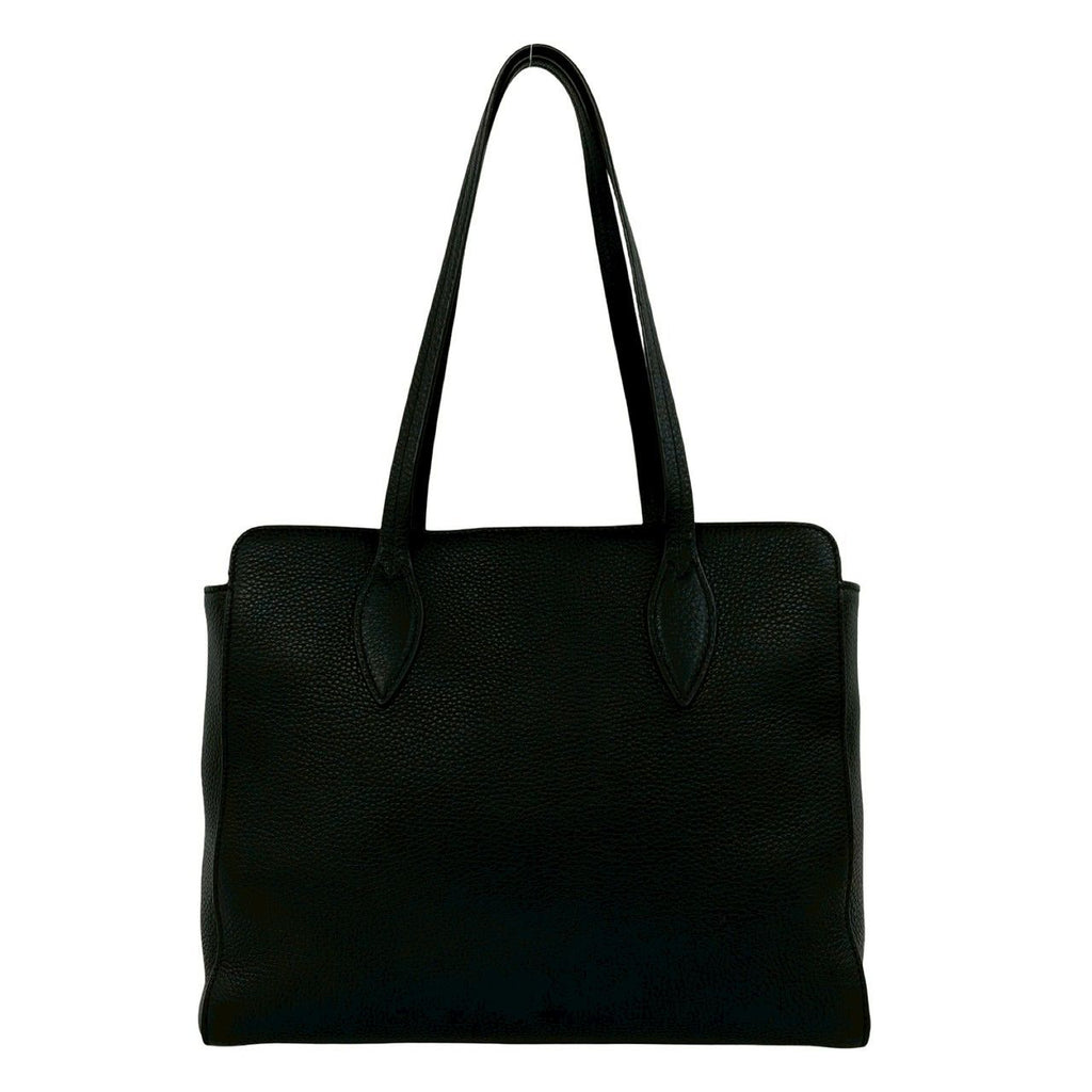 Prada Logo Vitello Daino Leather Tote Shoulder Bag Business Black — view 3