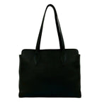 Prada Logo Vitello Daino Leather Tote Shoulder Bag Business Black — view 3