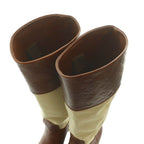 Louis Vuitton Monogram Long Boots Leather Canvas 35 Brown Ivory SS — view 4