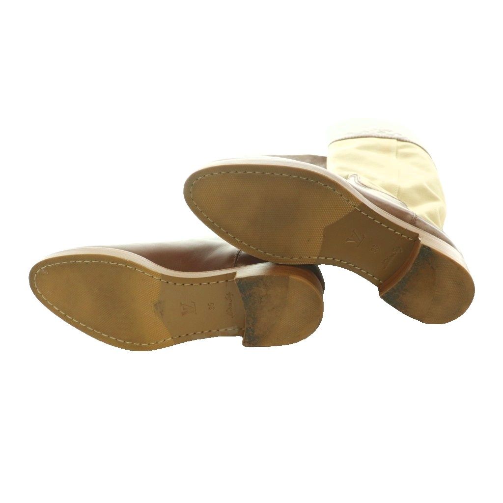 Louis Vuitton Monogram Long Boots Leather Canvas 35 Brown Ivory SS — view 7