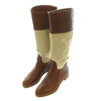 Louis Vuitton Monogram Long Boots Leather Canvas 35 Brown Ivory SS — view 2