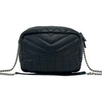 Saint Laurent Paris Lou Bowling Quilted Leather Chain Shoulder Bag Black — view 3