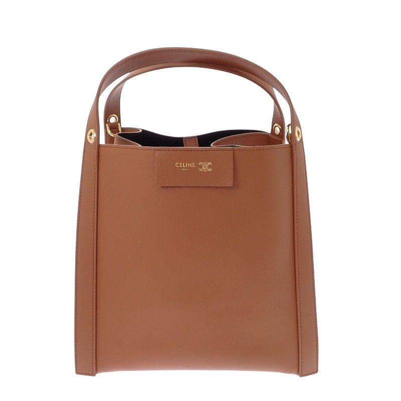 Celine Small Cubo 2-Way Shoulder Bag Calf Brown Soft Tan Gold