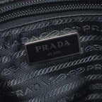 Prada Shoulder Bag Triangle Logo Navy Nylon Saffiano Leather — view 4