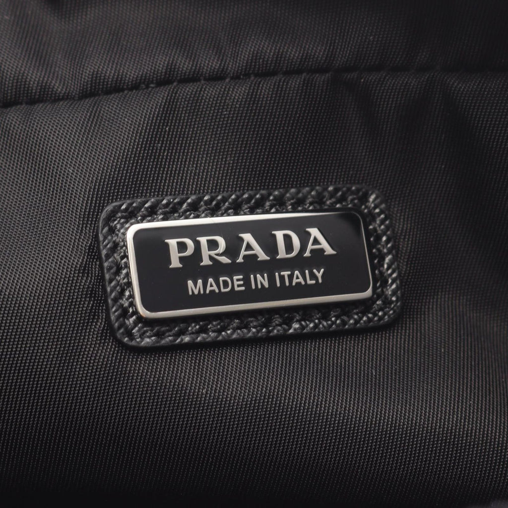 Prada Pouch Triangle Logo Black Nylon Saffiano Leather — view 4