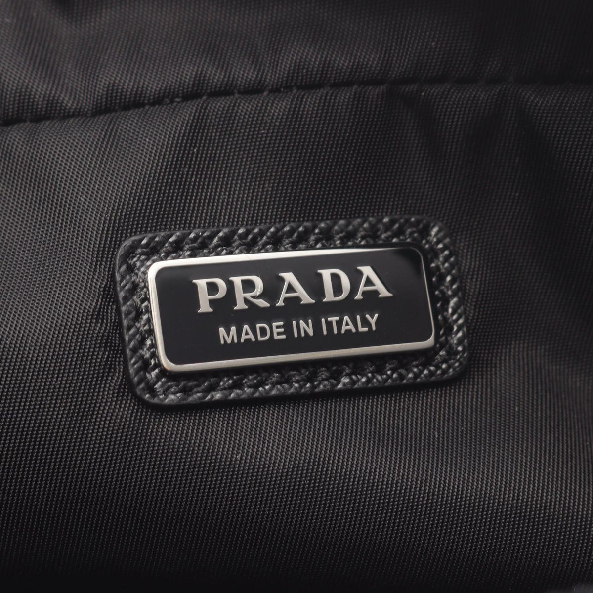 Prada Pouch Triangle Logo Black Nylon Saffiano Leather — view 4