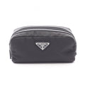 Prada Pouch Triangle Logo Black Nylon Saffiano Leather