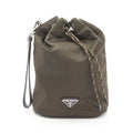 Prada Pouch Tessuto Tech Drawstring Purse Khaki Nylon