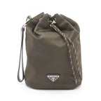 Prada Pouch Tessuto Tech Drawstring Purse Khaki Nylon