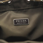 Prada Pouch Tessuto Tech Drawstring Purse Khaki Nylon — view 4