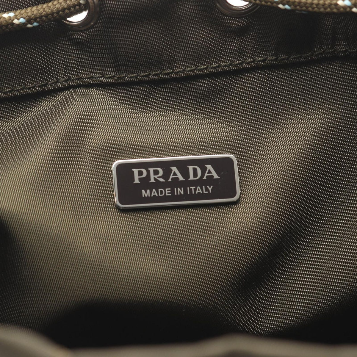 Prada Pouch Tessuto Tech Drawstring Purse Khaki Nylon — view 4