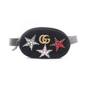 Gucci Waist Bag GG Marmont Rhinestone Star Black Fabric Crystal Baltic