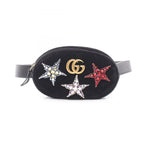 Gucci Waist Bag GG Marmont Rhinestone Star Black Fabric Crystal Baltic