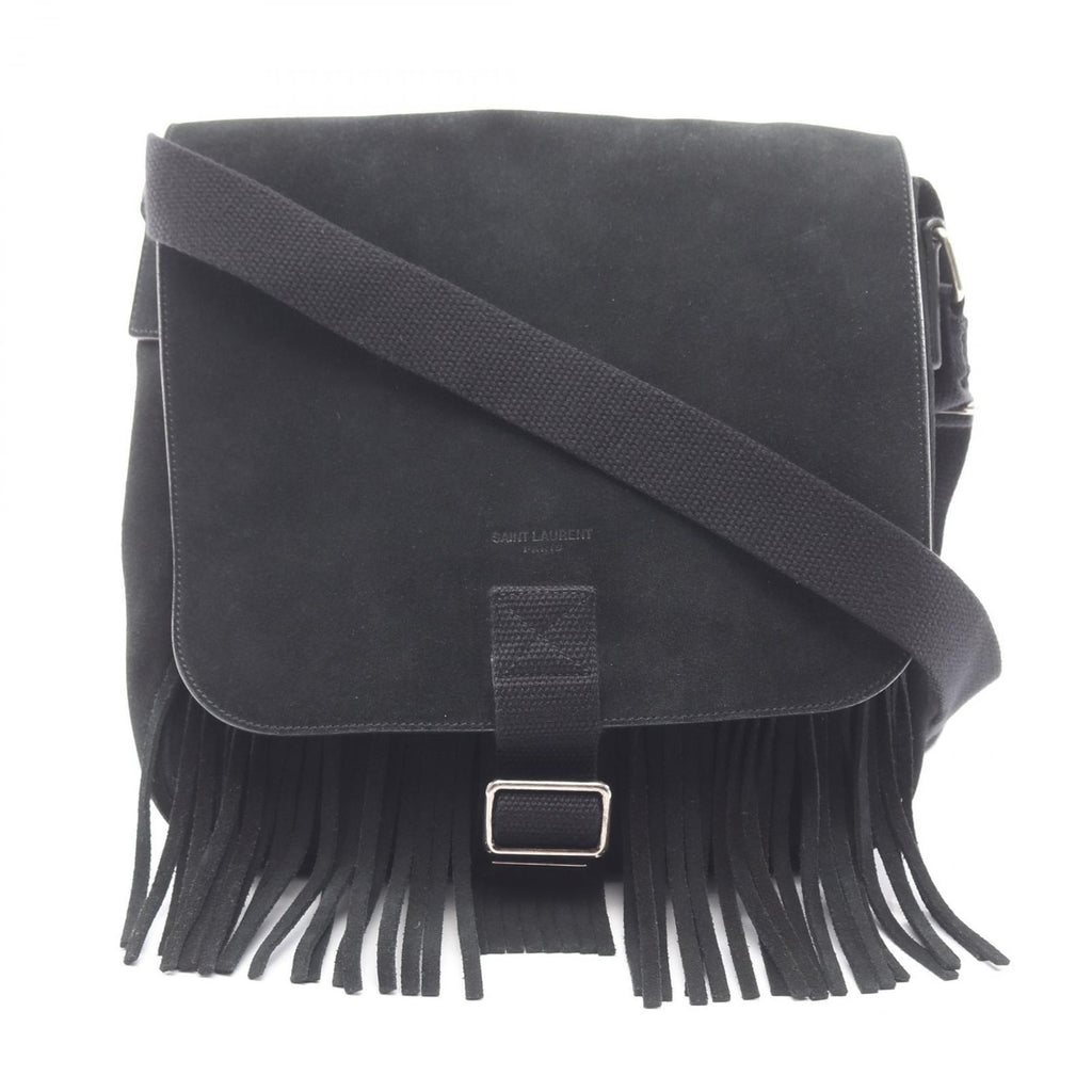 Saint Laurent Paris Shoulder Bag Fringe Black Suede