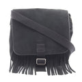 Saint Laurent Paris Shoulder Bag Fringe Black Suede