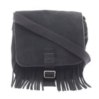 Saint Laurent Paris Shoulder Bag Fringe Black Suede