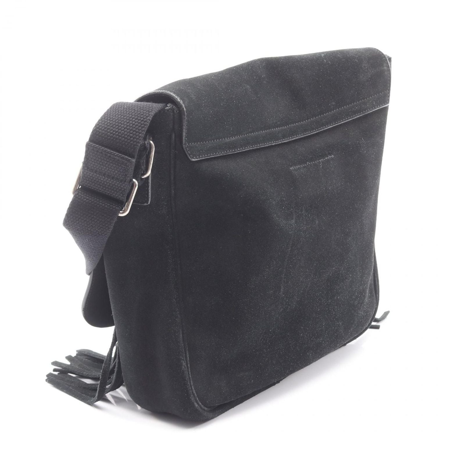 Saint Laurent Paris Shoulder Bag Fringe Black Suede — view 2