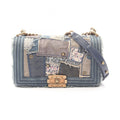 Chanel Shoulder Bag Patchwork Denim Blue Chain