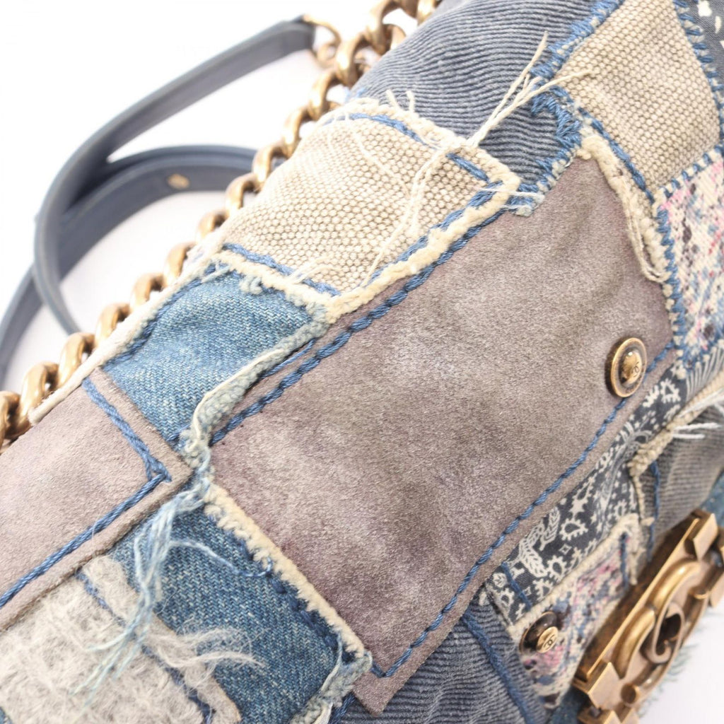 Chanel Shoulder Bag Patchwork Denim Blue Chain — view 8
