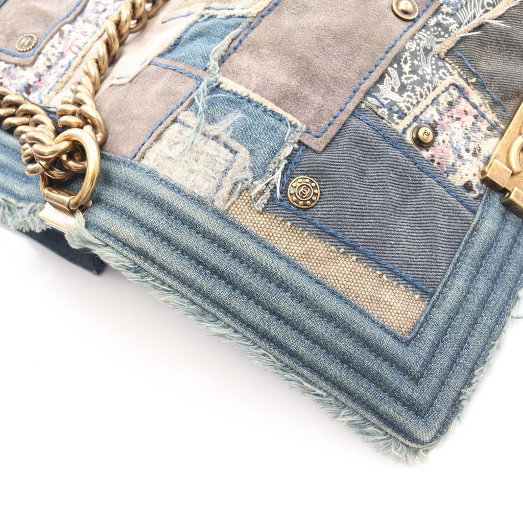 Chanel Shoulder Bag Patchwork Denim Blue Chain — view 7