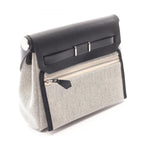 Hermes Shoulder Bag Herbag Zip Mini Ecru Black Canvas Leather — view 2