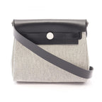 Hermes Shoulder Bag Herbag Zip Mini Ecru Black Canvas Leather
