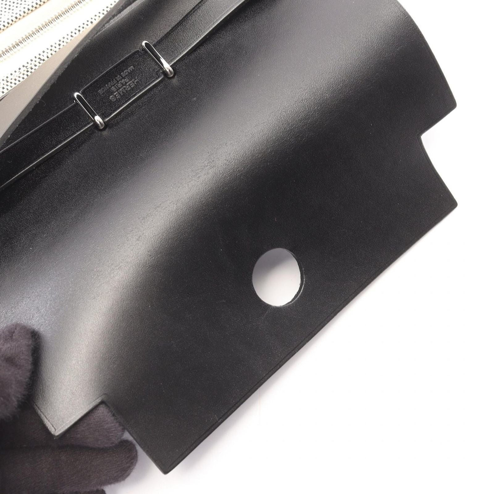 Hermes Shoulder Bag Herbag Zip Mini Ecru Black Canvas Leather — view 7