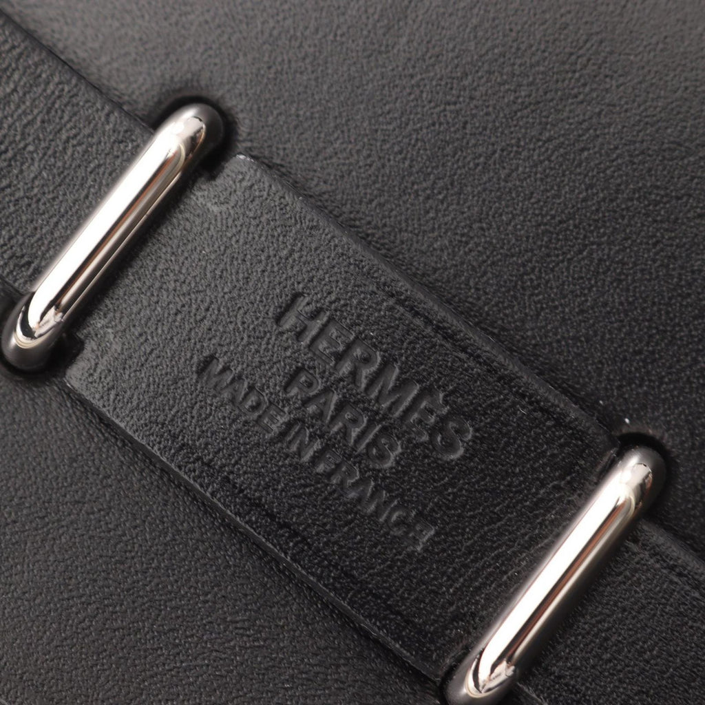 Hermes Shoulder Bag Herbag Zip Mini Ecru Black Canvas Leather — view 4