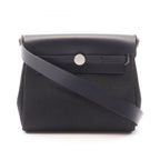 Hermes Shoulder Bag Herbag Zip Mini Black Blue New Canvas Leather Zip PM