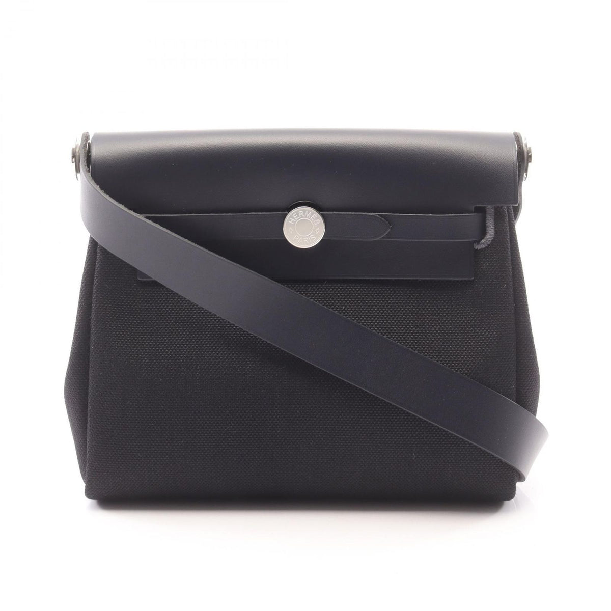 Hermes Shoulder Bag Herbag Zip Mini Black Blue New Canvas Leather Zip PM