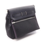 Hermes Shoulder Bag Herbag Zip Mini Black Blue New Canvas Leather Zip PM — view 2