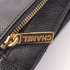 Chanel Shoulder Bag Quilted Black Caviar Leather CC Logo Chain — view 8