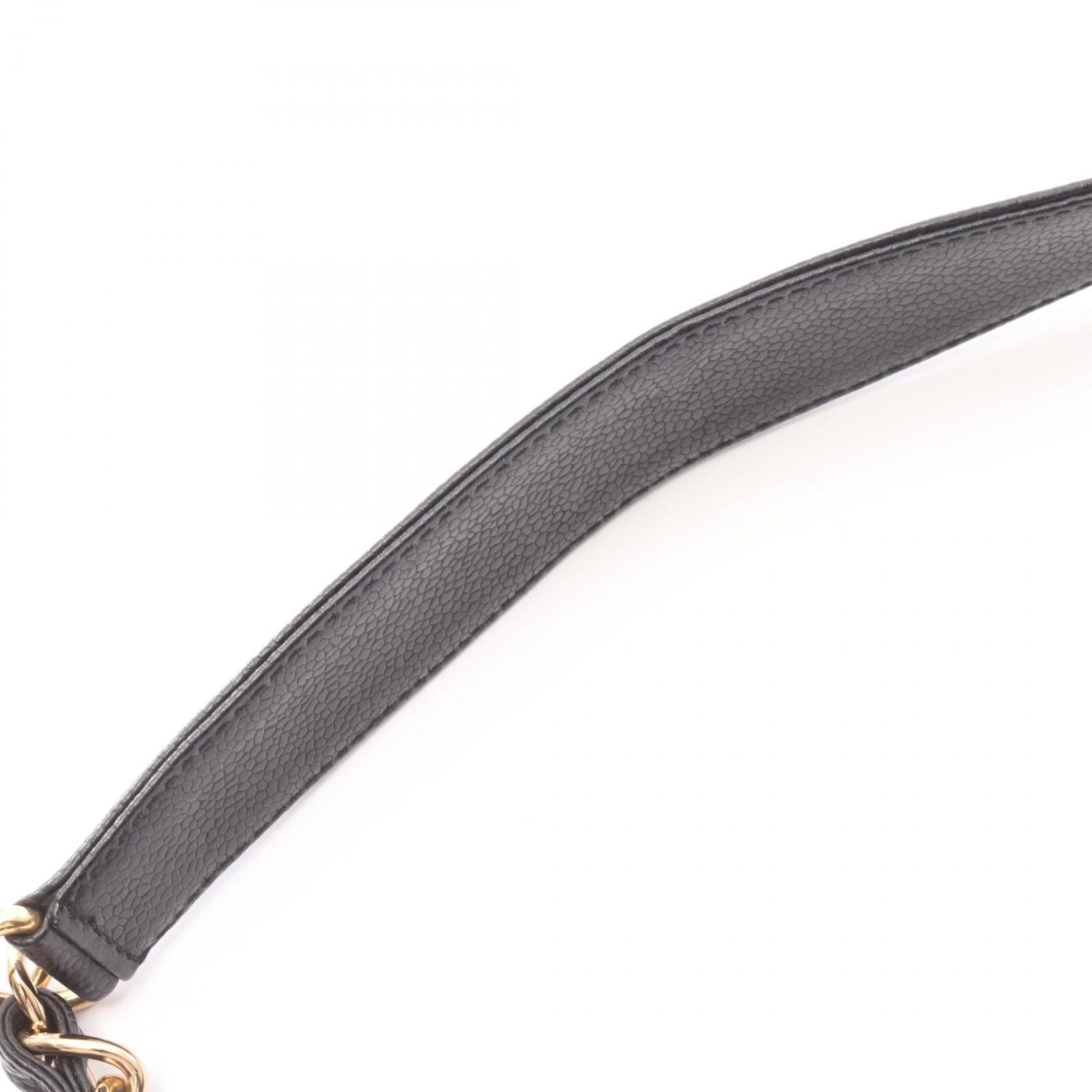 Chanel Shoulder Bag Quilted Black Caviar Leather CC Logo Chain — view 6