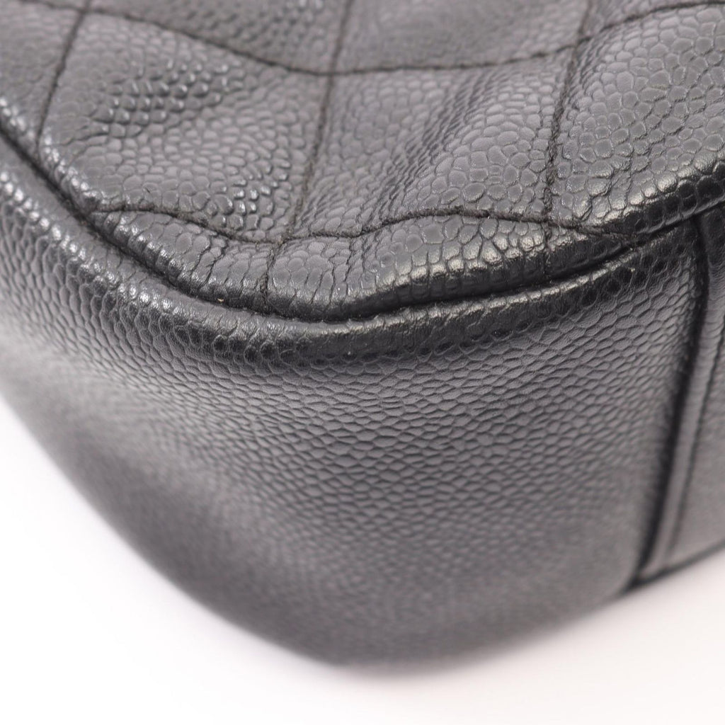 Chanel Shoulder Bag Quilted Black Caviar Leather CC Logo Chain — view 7