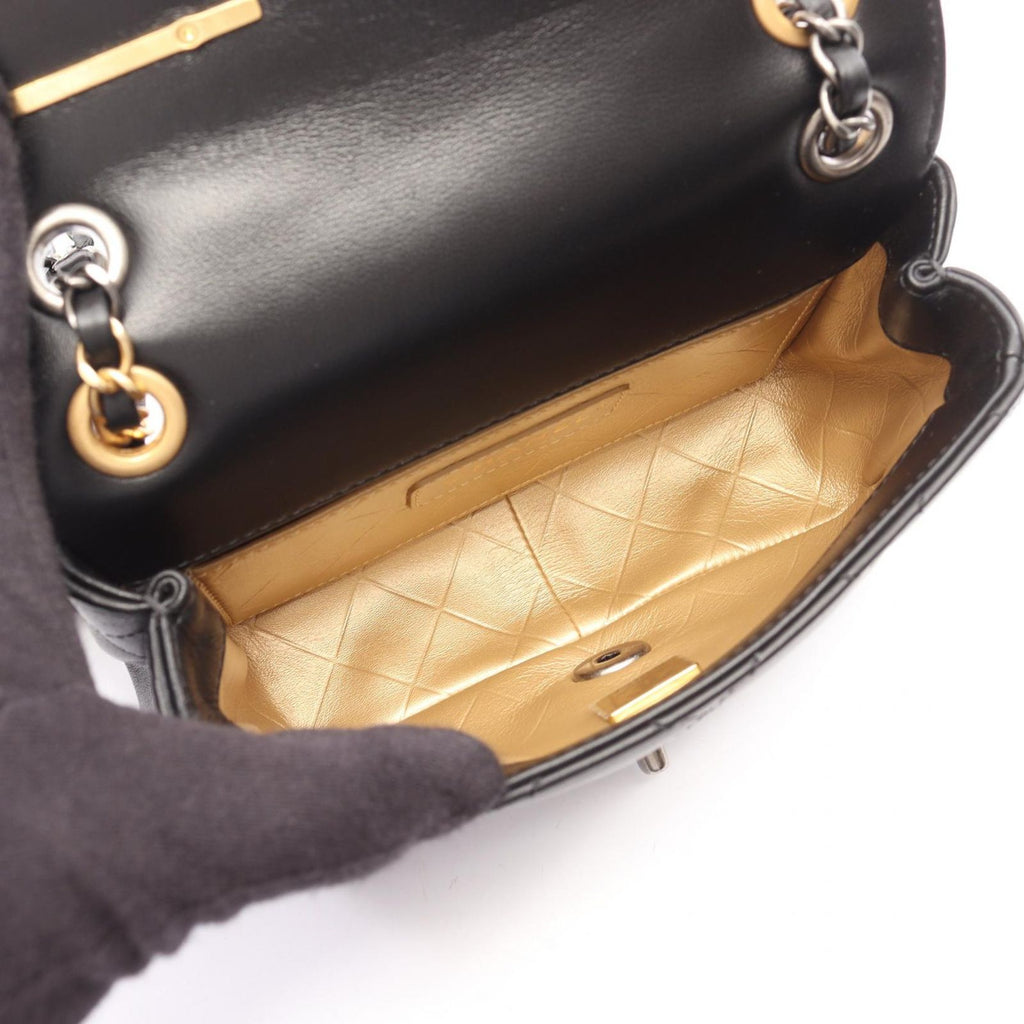 Chanel Shoulder Bag Quilted Black Lambskin Mini Clip Coco Chain — view 3
