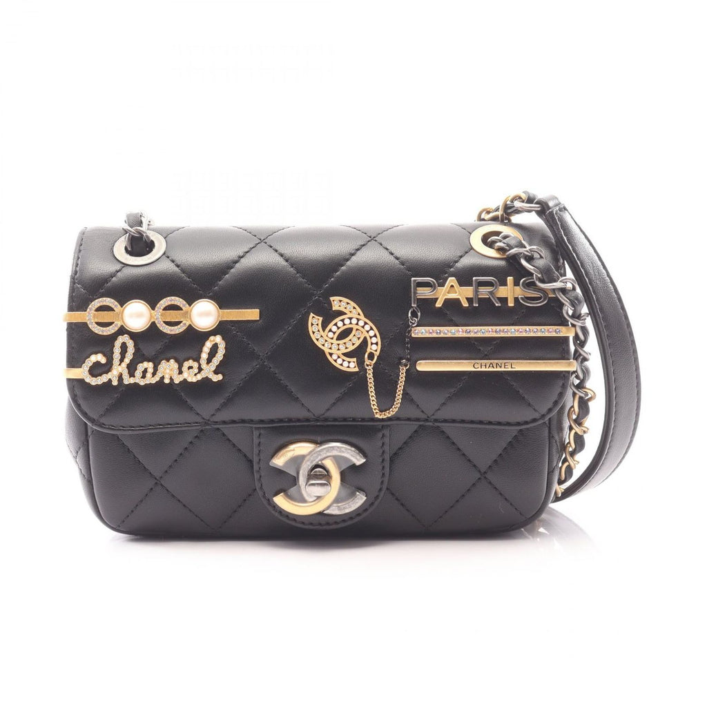 Chanel Shoulder Bag Quilted Black Lambskin Mini Clip Coco Chain