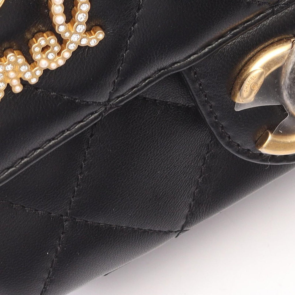 Chanel Shoulder Bag Quilted Black Lambskin Mini Clip Coco Chain — view 7