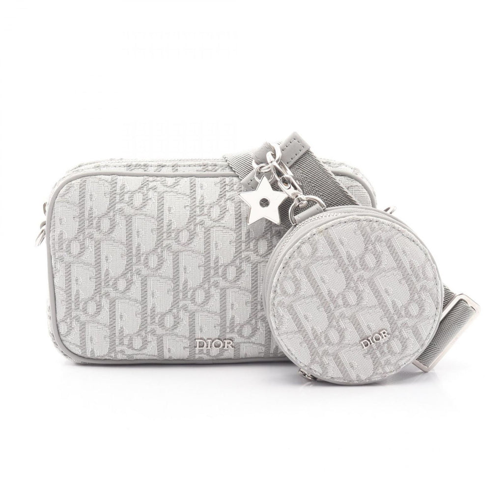 Dior Shoulder Bag Kids Multi Function Small White Oblique Gray Canvas
