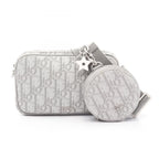 Dior Shoulder Bag Kids Multi Function Small White Oblique Gray Canvas