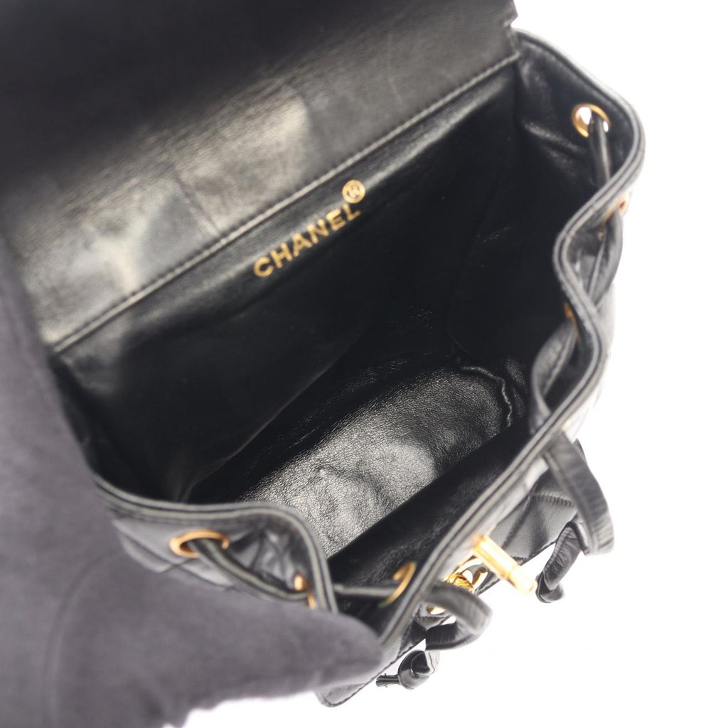 Chanel Backpack Quilted Black Lambskin Double Turnlock Chain — view 3