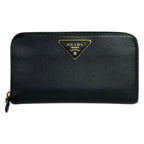 Prada Wallet Black Zip Around Leather