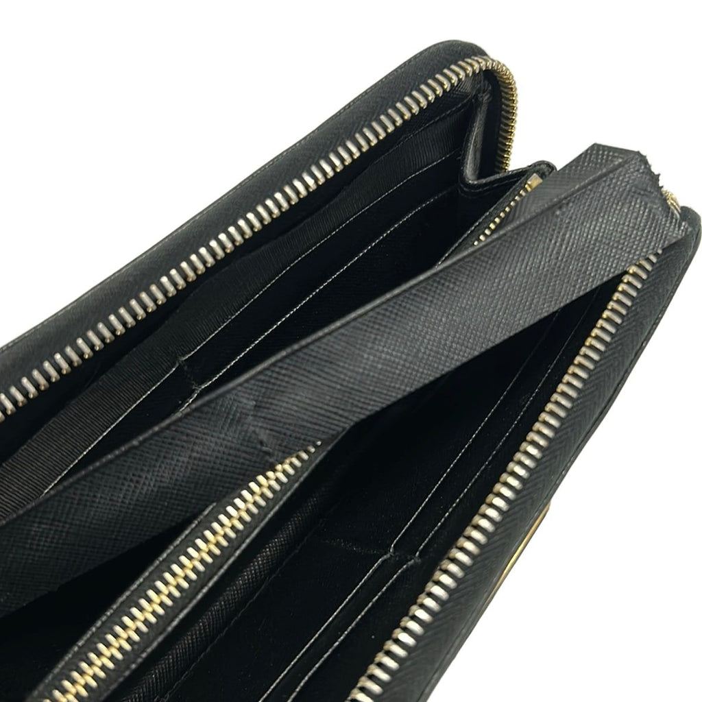 Prada Wallet Black Zip Around Leather — view 7