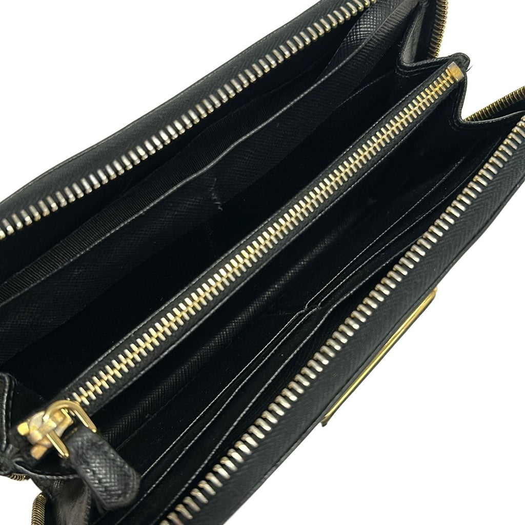 Prada Wallet Black Zip Around Leather — view 3
