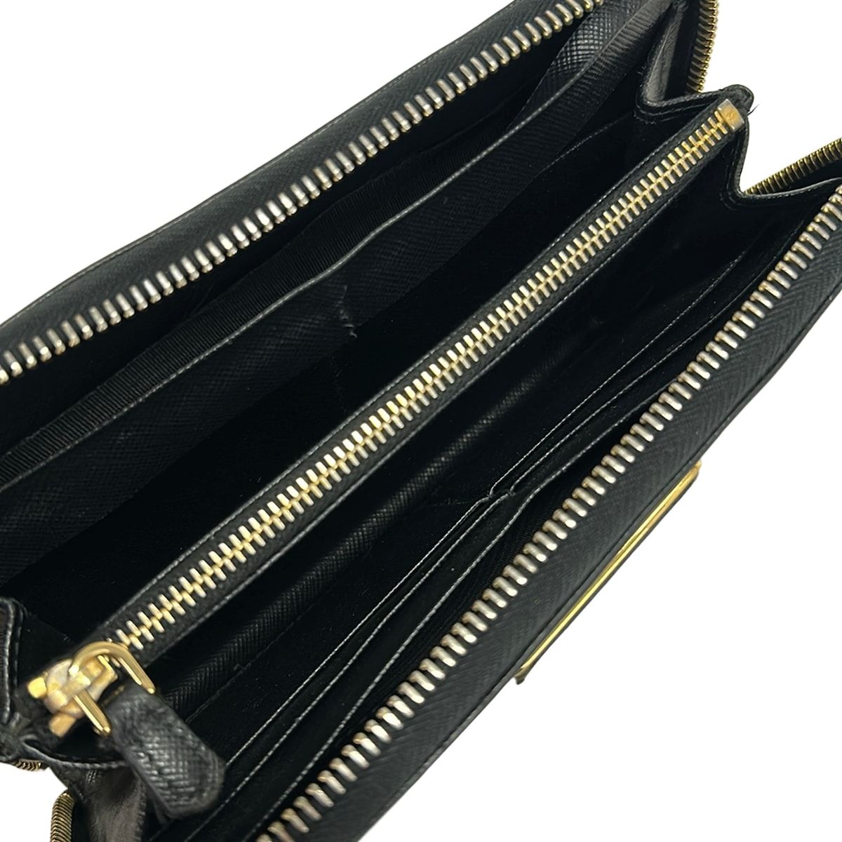 Prada Wallet Black Zip Around Leather — view 3