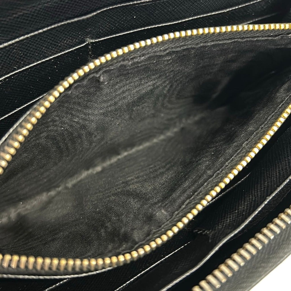 Prada Wallet Black Zip Around Leather — view 4