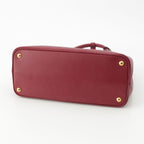 Prada Saffiano Leather Triangle Logo Double 2-Way Handbag Bordeaux — view 5