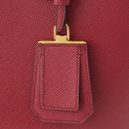 Prada Saffiano Leather Triangle Logo Double 2-Way Handbag Bordeaux — view 8