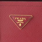 Prada Saffiano Leather Triangle Logo Double 2-Way Handbag Bordeaux — view 7