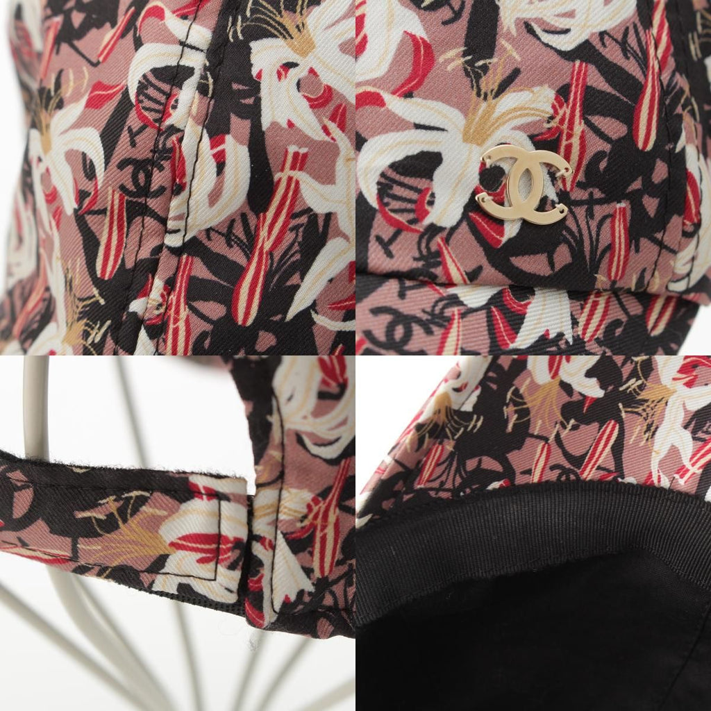 Chanel Silk CC Logo Flower Baseball Hat Cap Pink Beige Multicolor — view 9